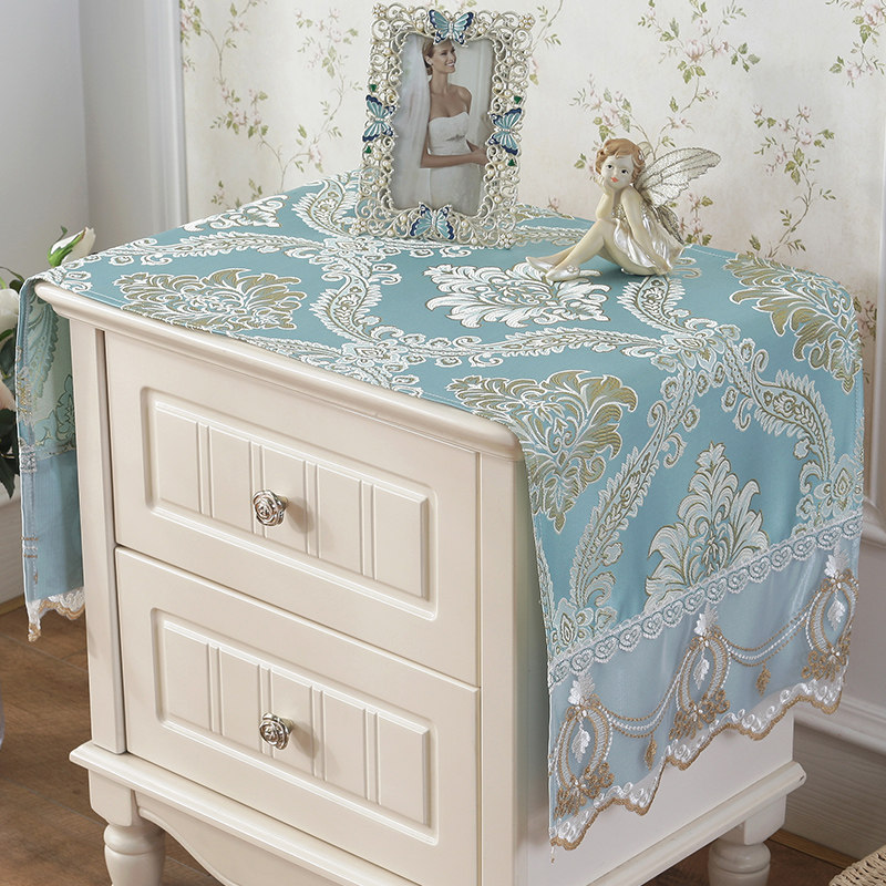 欧式床头柜盖布布艺卧室电视机柜防尘罩桌布蕾丝鞋柜布盖巾长方形