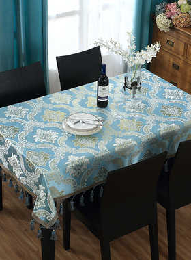 欧式西式餐桌布茶几桌布绿色台布长方形简约椭圆客厅沙发茶几布