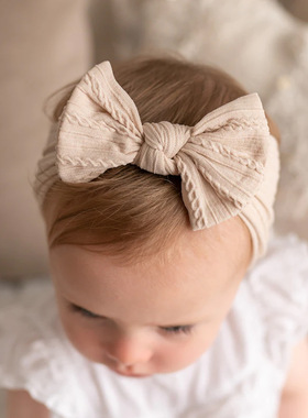 欧美新款柔软尼龙儿童发带5pcs套装 宝宝蝴蝶结弹力头巾 婴儿发带