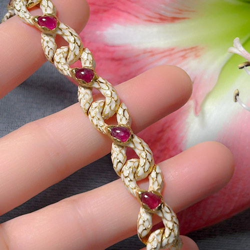 已售鉴赏！925纯银鎏金红宝石手链 精致蛇型手链 蛇年首饰