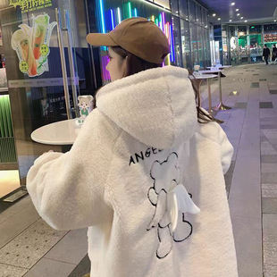 加绒加厚羊羔毛外套少女秋冬装2025新款初中高中学生可爱显瘦上衣