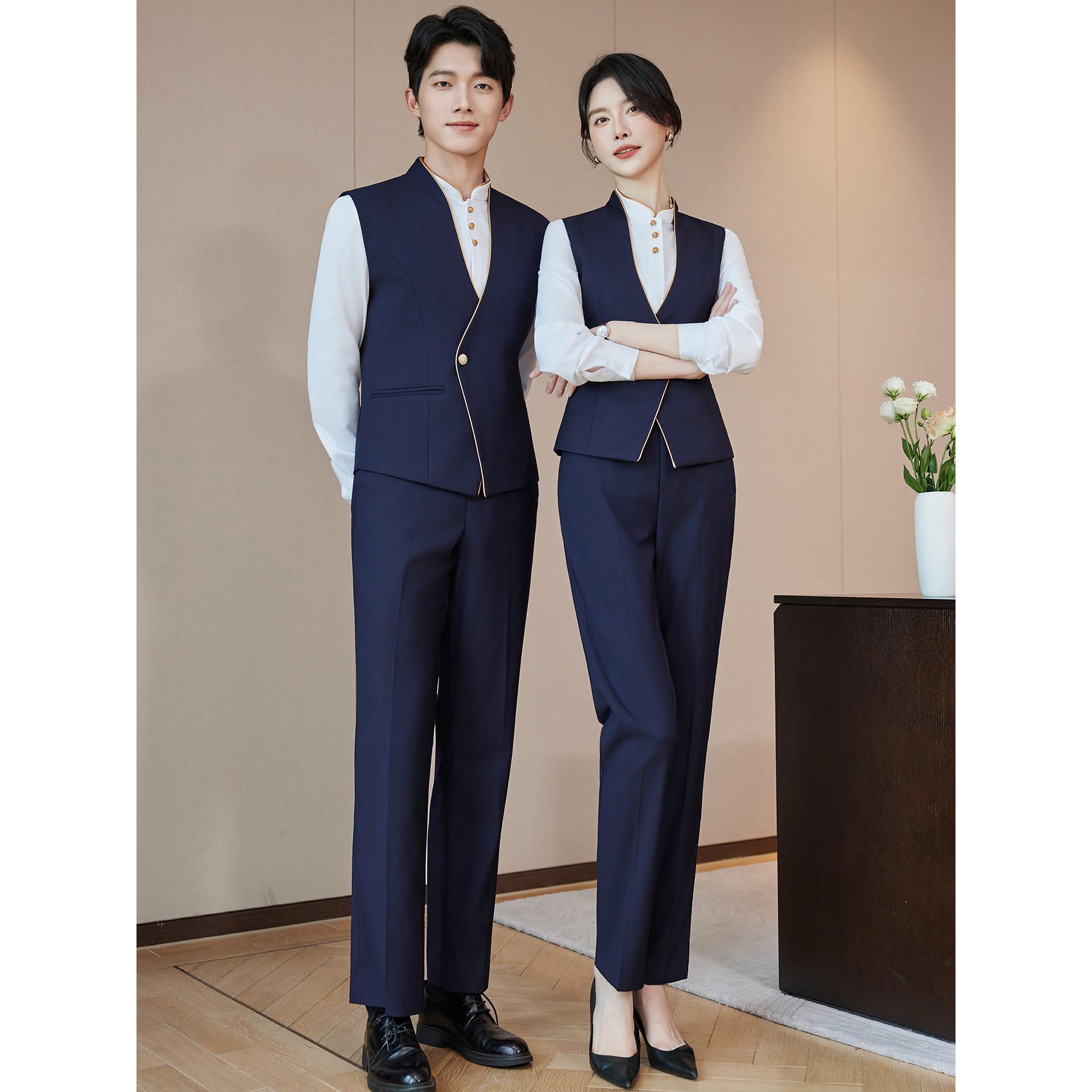 男女职业工装马甲衬衫西裤套装酒店会所俱乐部工作制服三件套印字