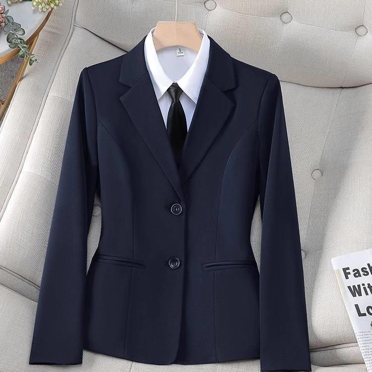 西装外套女藏蓝色西服正装大学生面试职业套装公务员春秋工作服黑