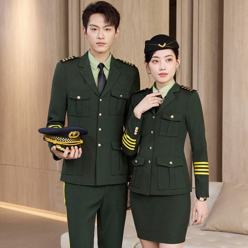 男女同款上班服打军鼓服装套装机长空姐军鼓队演出高铁乘务员制服