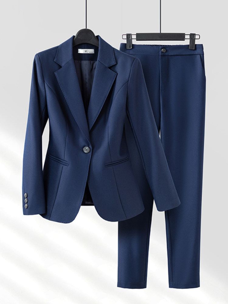 藏青色西装外套女高级感女士正装银行经理工作服气质高端职业套装