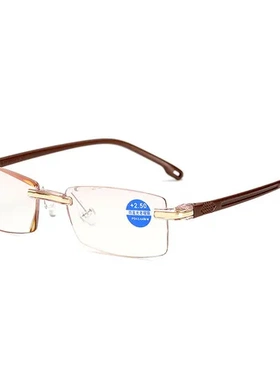 新款镶钻防蓝光老花镜老花眼镜男士时尚镀膜韩国无框钻石切边