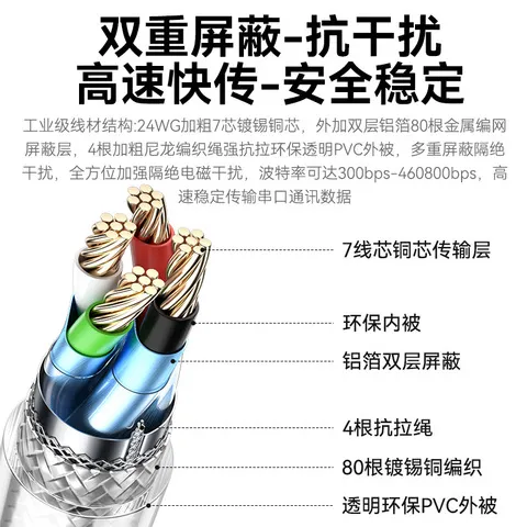 英国DB9针全兼容系统串口线RS232FT232转USBUSB芯片帝特转