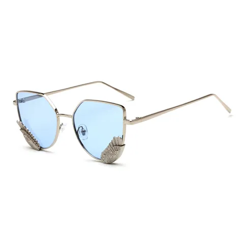 新款墨镜太阳镜翅膀欧莱欧个性女士金属18062022男式蛤蟆眼镜