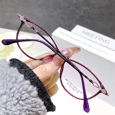 眼镜框丹阳眼镜架女士高度数紫色眼镜工厂可配魅力超轻时尚