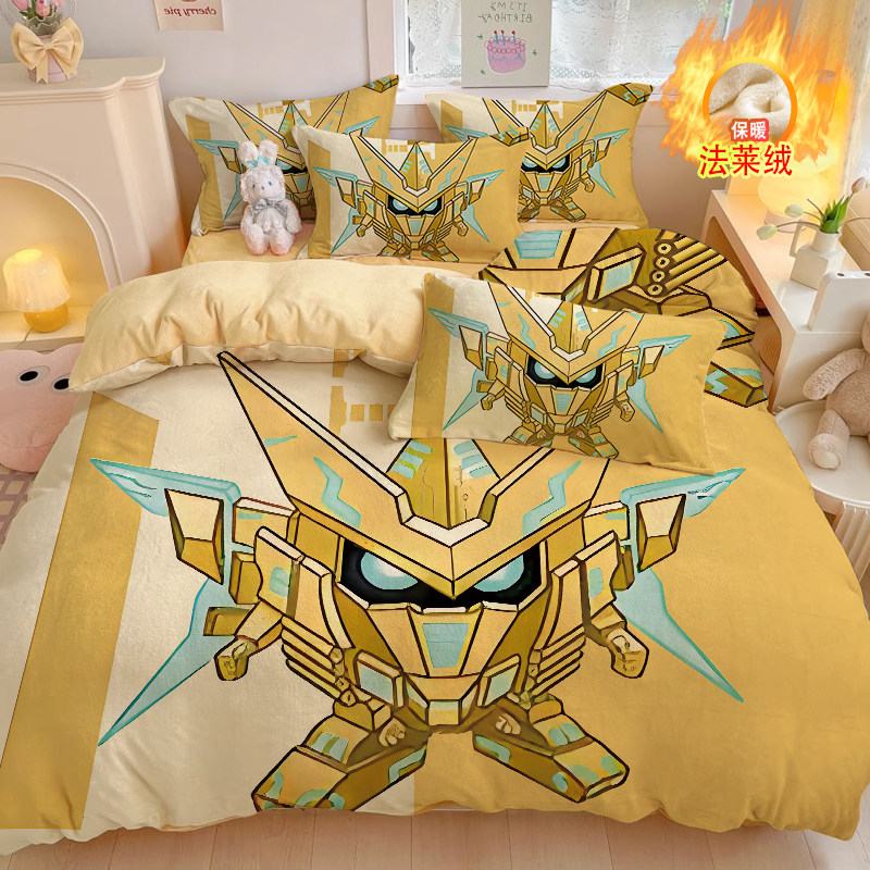 冬季加厚卡通被套牛奶绒保暖四件床品套件/四件套/多