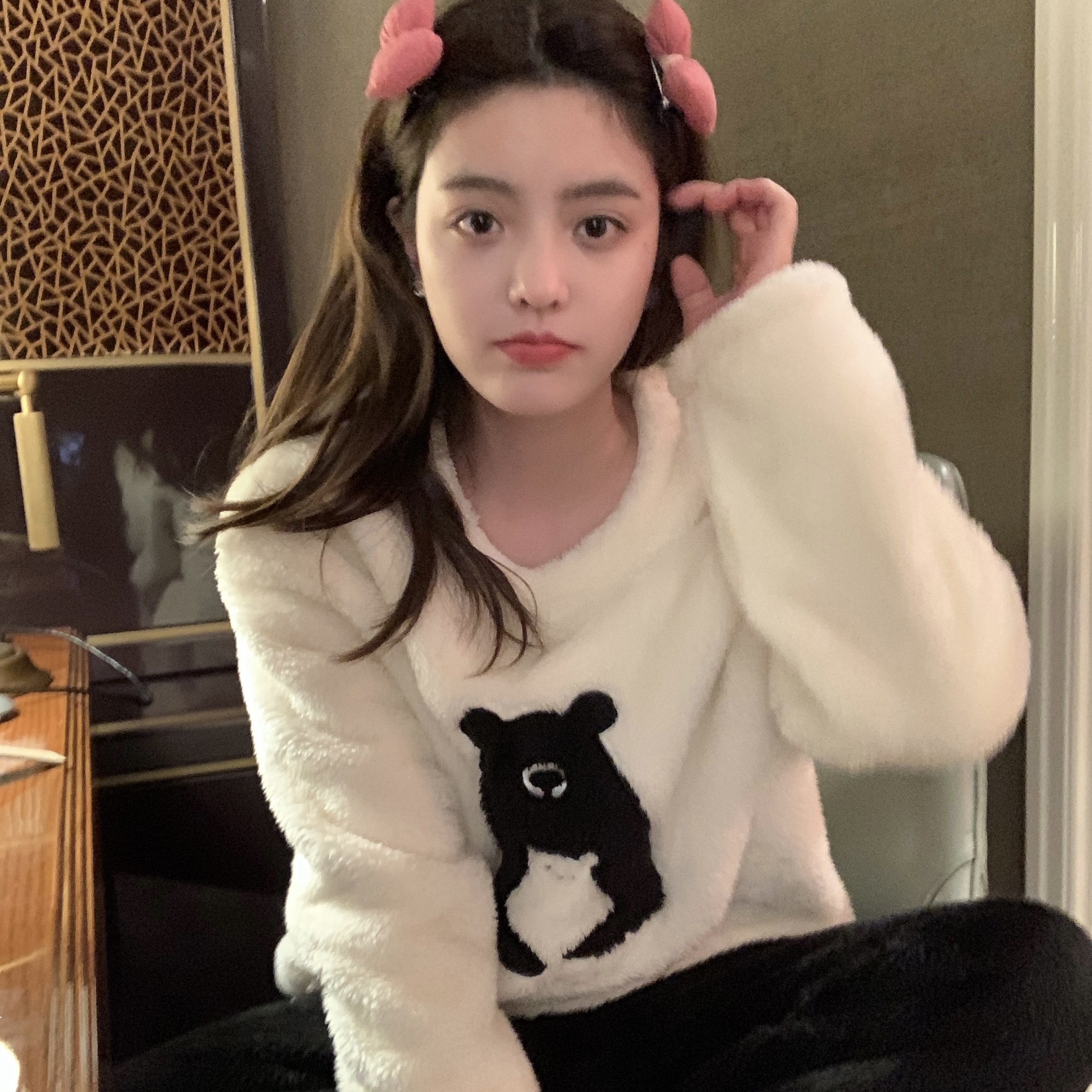 13良品小个子 可可爱爱~保暖卡通毛茸茸睡衣睡裤家居服两件套装女