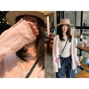 一三良品小个子 苎麻天丝设计感宽松长袖衬衫 轻薄防晒衬衣女夏季