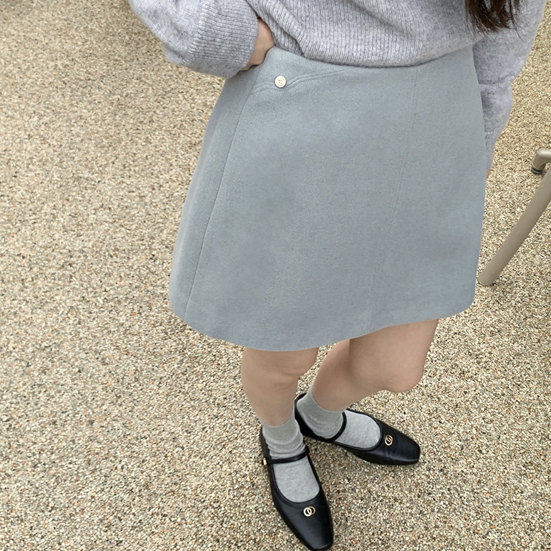 长短款~加厚毛呢半身裙女冬新款韩版高腰中长款包臀一步裙小个子