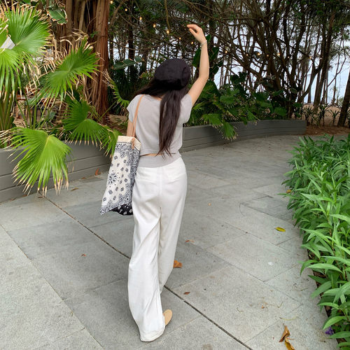 小个子棉麻短袖针织衫T恤上衣夏