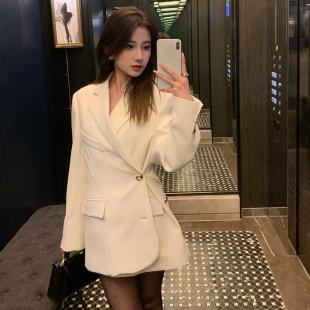 abbystudio小个子2024年春款西装外套宽松休闲高级感白色西装上衣