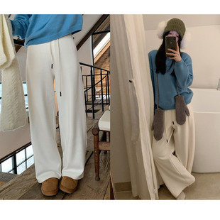 保暖阔腿香蕉弯刀裤 女冬季 加厚百搭宽松紧腰卫裤 一三良品小个子