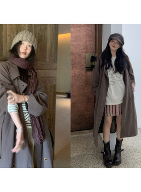 一三良品小个子 入秋风衣 今年好看的复古暗调双排扣长款风衣外套