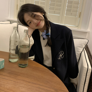 一三良品小个子 外套女高级感宽松西服 知识份子风2024春刺绣西装