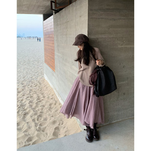 一三良品小个子 淡人温柔气质设计感不规则大摆半身裙长款裙子女