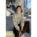 一三良品小个子 上衣 加厚加绒宽松休闲圆领套头字母卫衣女冬短款
