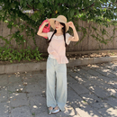 叠穿小吊带全棉荷叶边系带上衣女吊带背心夏无袖 一三良品小个子