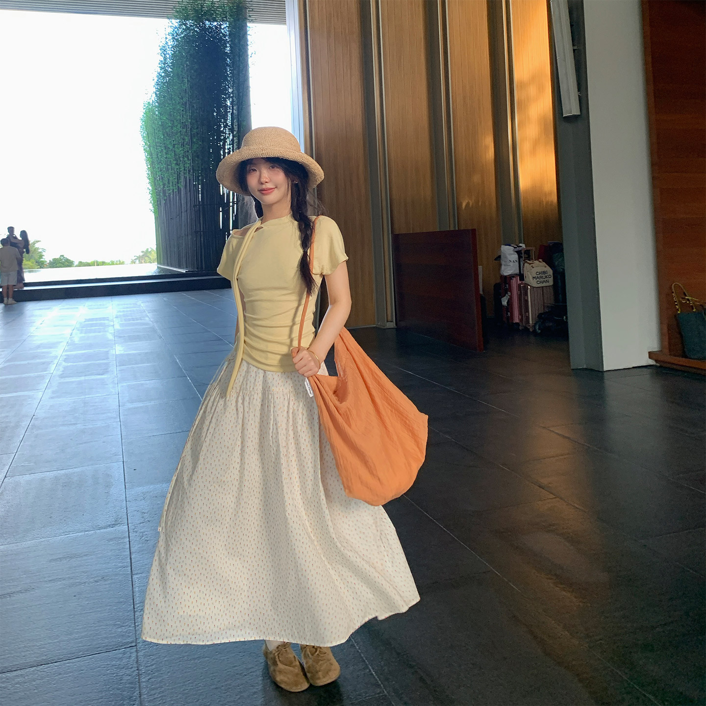 气质修身显瘦设计感飘带短袖T恤