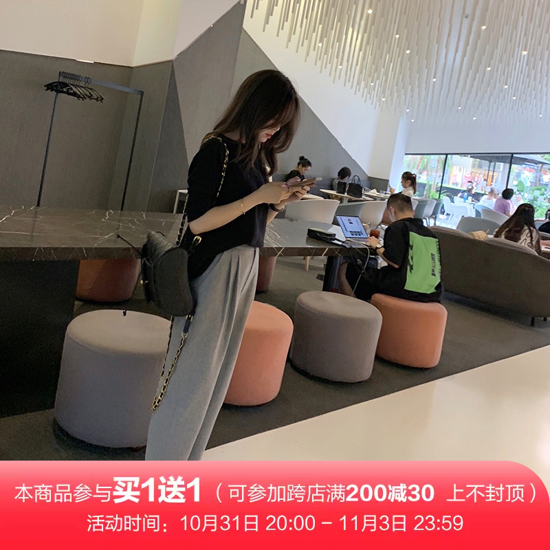 洋气的人字纹锥形裤 13良品小个子秋冬宽松毛呢裤高腰九分裤女