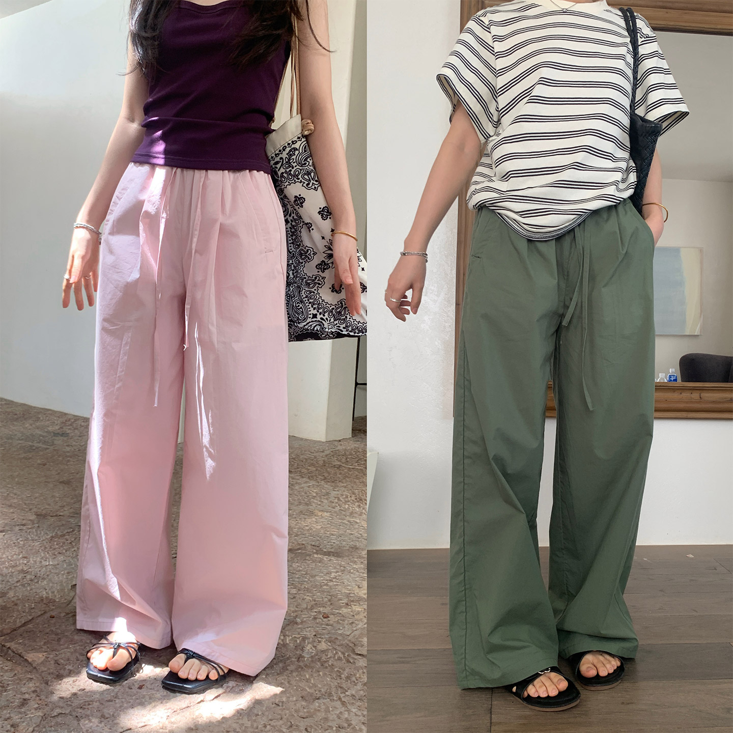 小个子全棉休闲拖地裤女夏季薄款