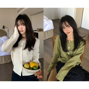 一三良品小个子 基础圆领百搭纽扣简约长袖羊毛衣开衫针织衫外套