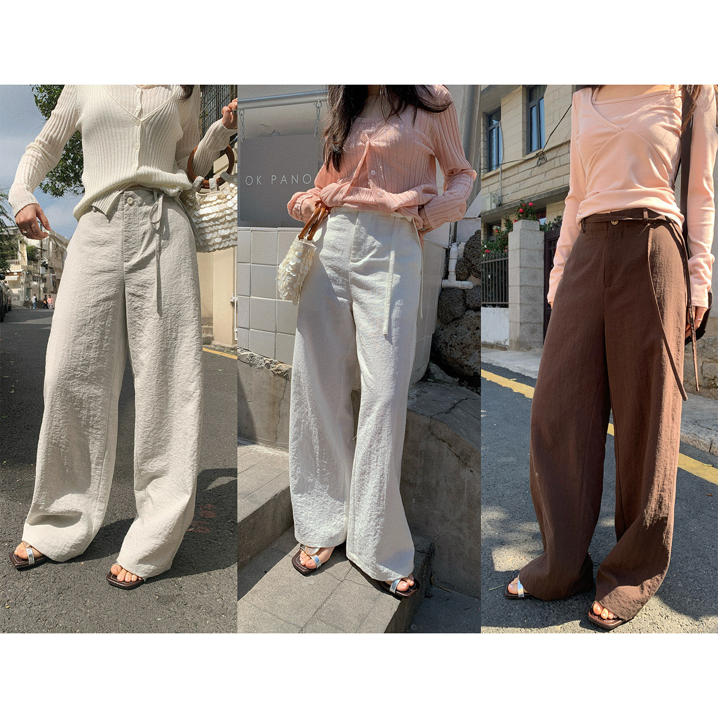 一三良品小个子 神裤！白色通勤宽松阔腿休闲长裤直筒垂感西裤女