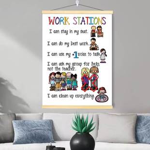 classroom rules双语国际学校教室课堂环创装饰英语教室规则挂画
