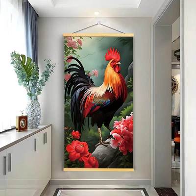 镇宅大公鸡挂画雄鸡招财聚财挂画金鸡报晓喜庆玄关富贵动物装饰画