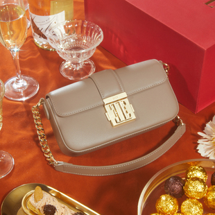 双旦礼物ELLE女包2025新款 链条小方包腋下百搭斜挎包女士真皮包包