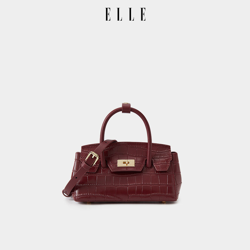 ELLE女包2025新款包包高级感鳄鱼纹手提包通勤百搭单肩斜挎钥