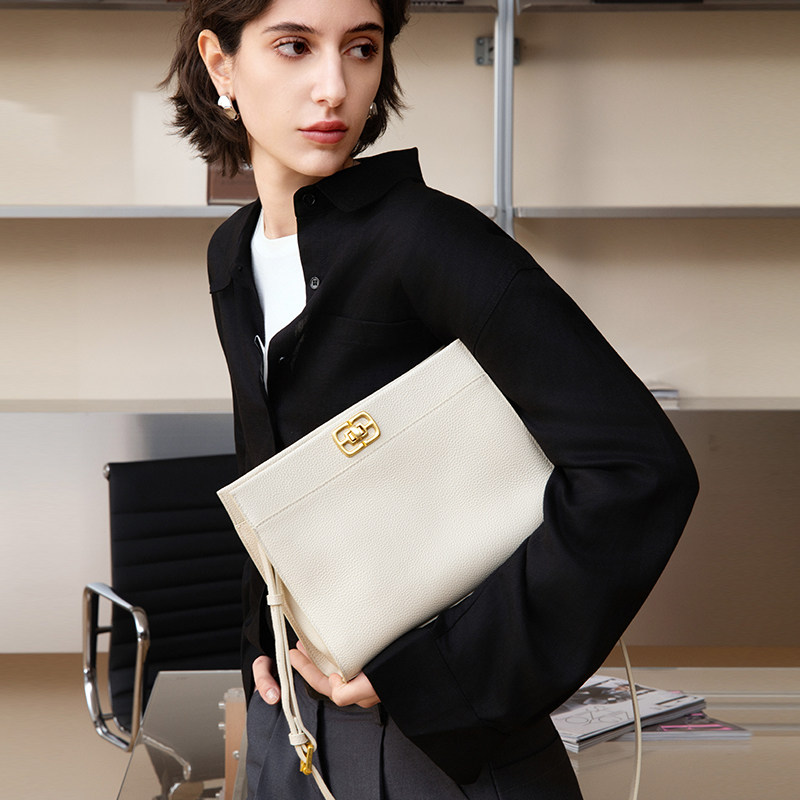 ELLE女包2025新款包包头层牛皮手提包大容量通勤斜挎包经典百