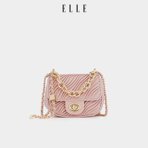 ELLE女包迷你褶皱链条包手提包