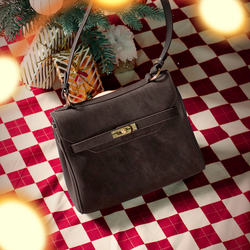 圣诞礼物ELLE女包包2025秋冬新款复古风凯莉手提包通勤托特包