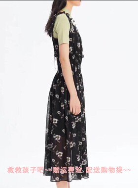 A2FA82204C0鸟家女装2022夏新装收腰雪纺连衣裙A2FA82204