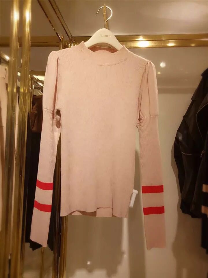 泡泡袖时尚修身线衫