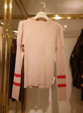 A2EE81127鸟牌女装2022春新泡泡袖时尚线衫A2EE8112711基础修身