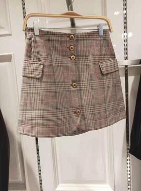 鸟A3GE83519女装2022春夏时尚百搭格纹半裙A3GE83519B0