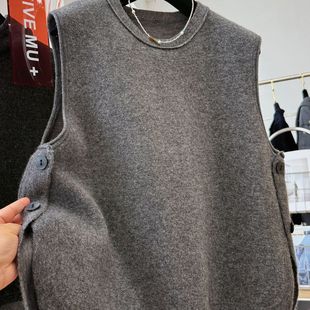 宽松百搭无袖 300斤胖mm秋冬季 马甲背心2 女大码 气质简约毛衣针织衫