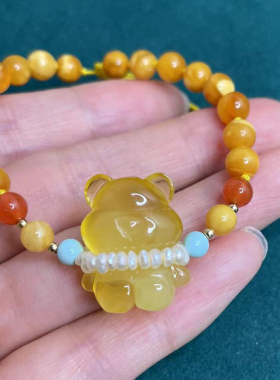 其它女琥珀蜜蜡松石珍珠手链