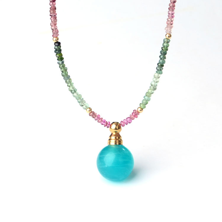 冰种天河石香水瓶精油瓶香薰瓶 天河石挂坠吊坠  水晶饰品礼物