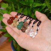 立体十二生肖小老鼠红玛瑙挂件白水晶男女款 项链本命年情侣挂坠