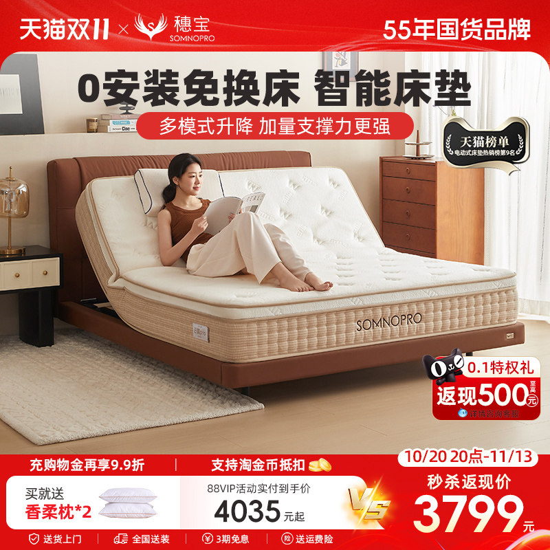 穗宝智能床多功能现代简约双人高端按摩记忆棉床垫 东方梦·云端