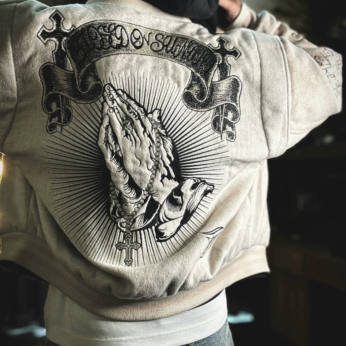 美式原创特大码刺绣夹克外套