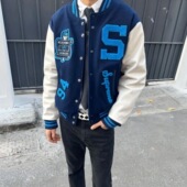 美式 高街vibe复古棒球服拼接外套男女宽松休闲百搭夹克上衣秋冬新