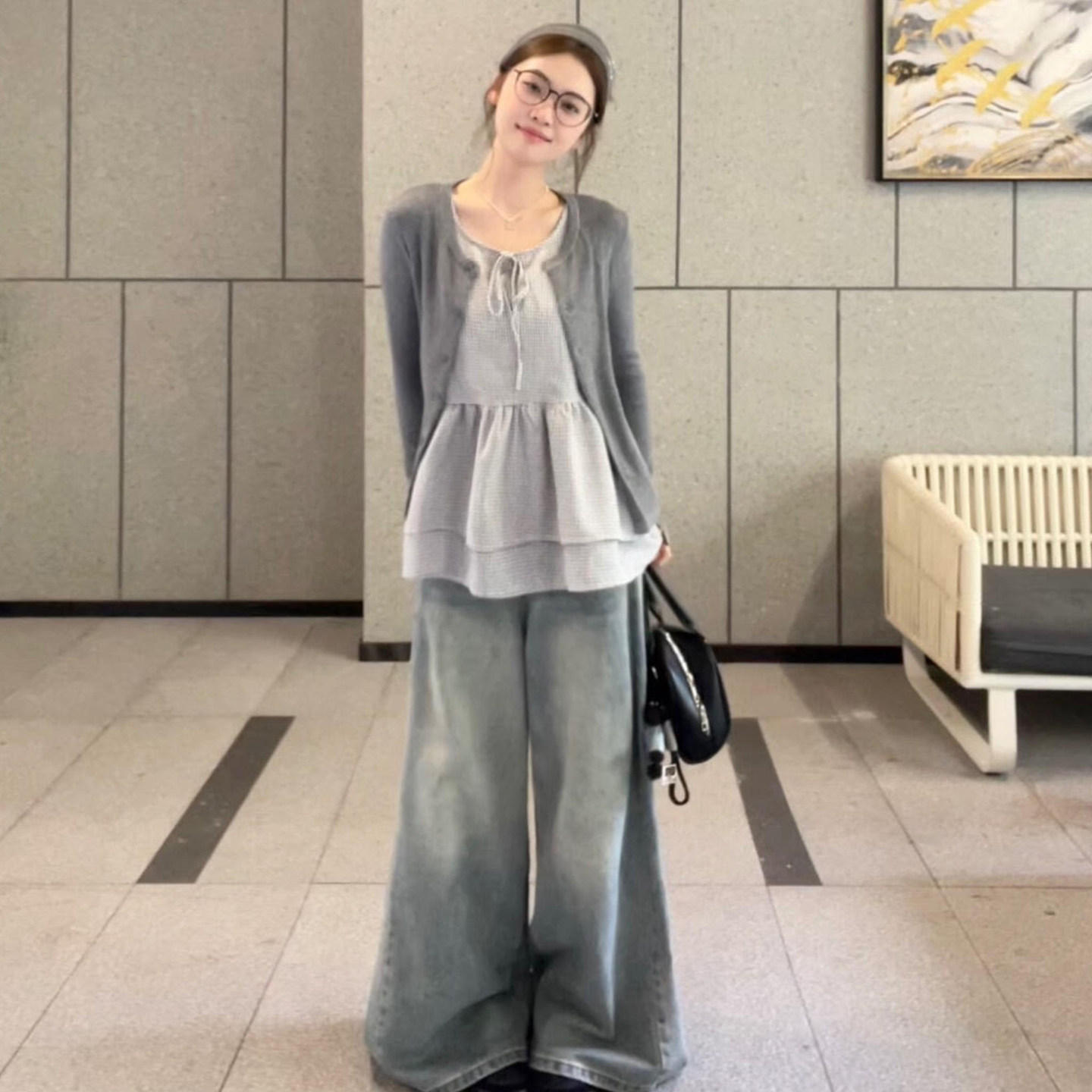 2026早春季新款韩系格纹吊带背心连衣裙子女小个子穿搭一套装短裙