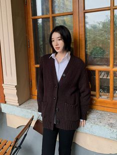 小众设计 开衫 ROW系经典 羊毛 毛衣 粗棒针织纽扣口袋 25秋冬新款